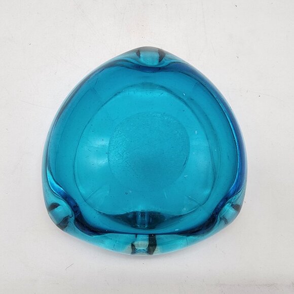 Mid Century Murano Sommerso Blue Glass Ashtray - Picture 4 of 5